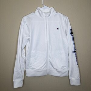Champion Size Youth XL Full-Zip Track Jacket White with Logo's Athletic